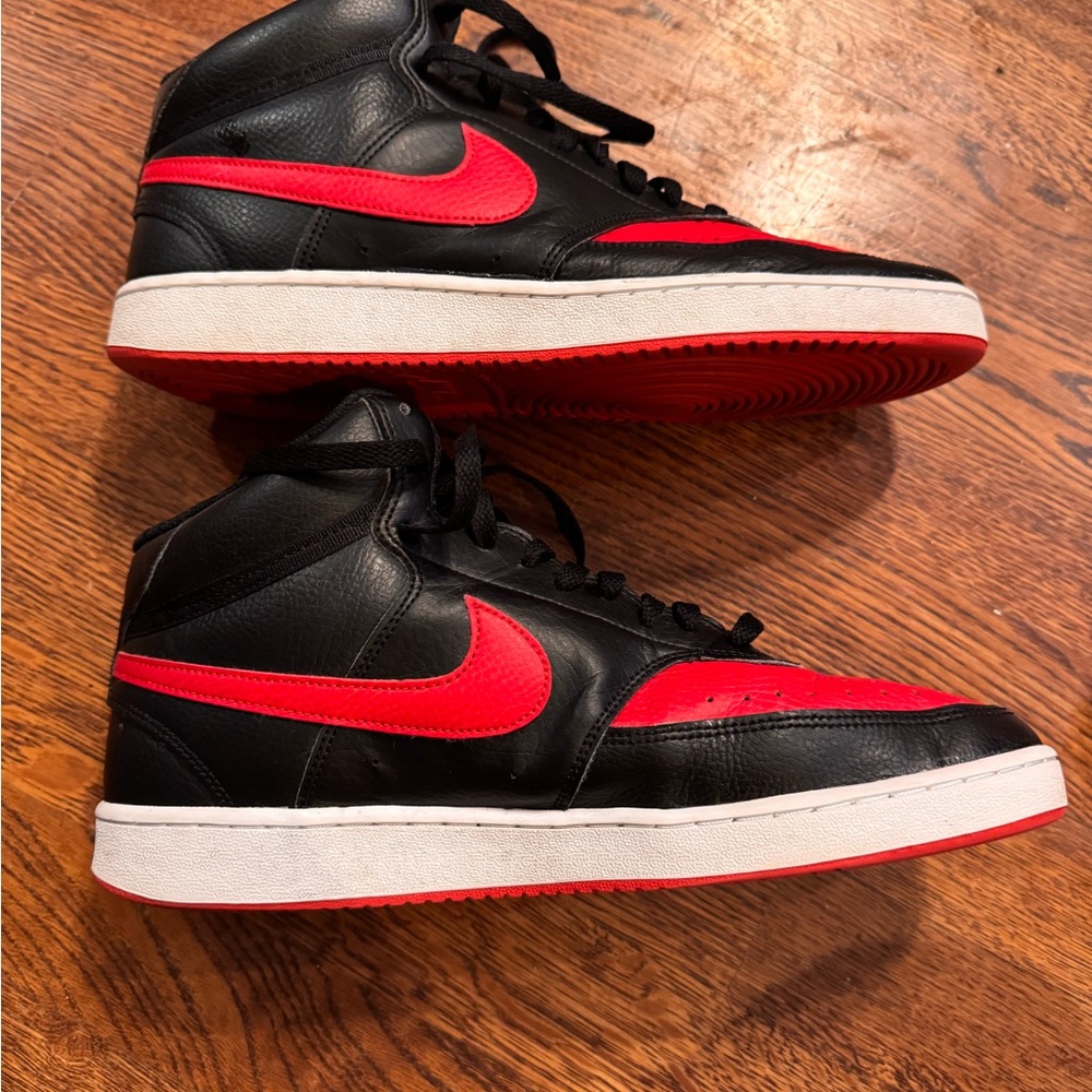 Nike Black and Red High-Top Sneakers